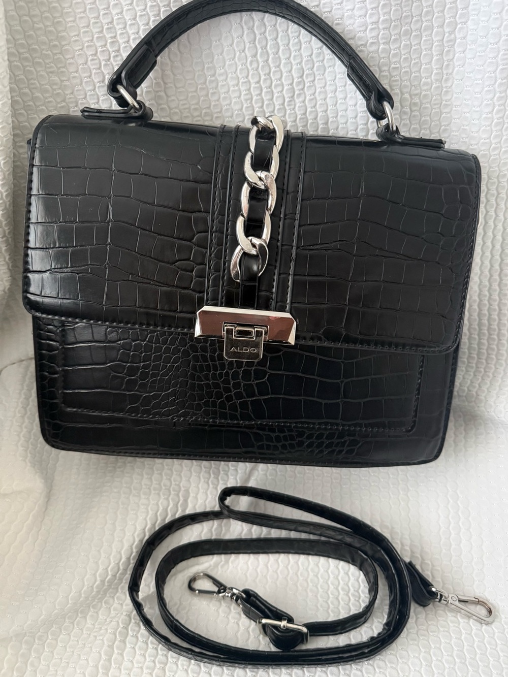 Aldo Black Croc-Embossed purse